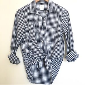 GAP Navy and White Gingham Button Down Shirt